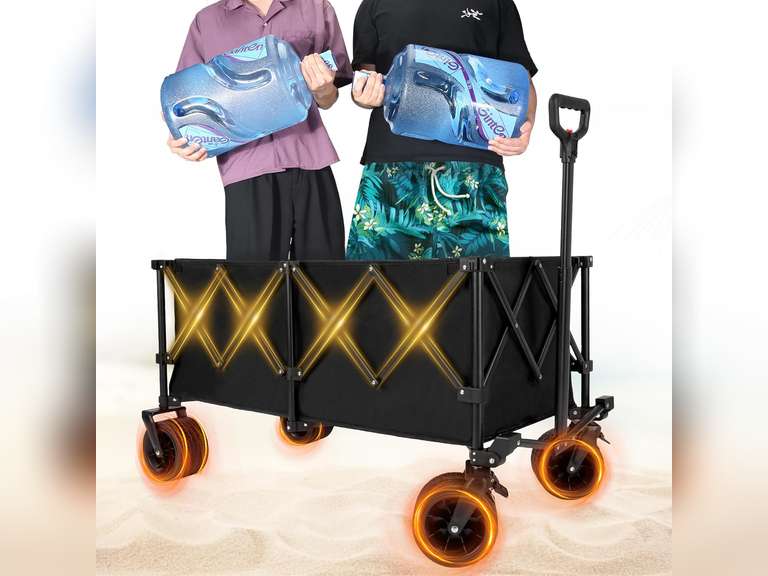 Collapsible Wagon Cart with Wheels Foldable Utility Heavy Duty Wagons for Shopping 46