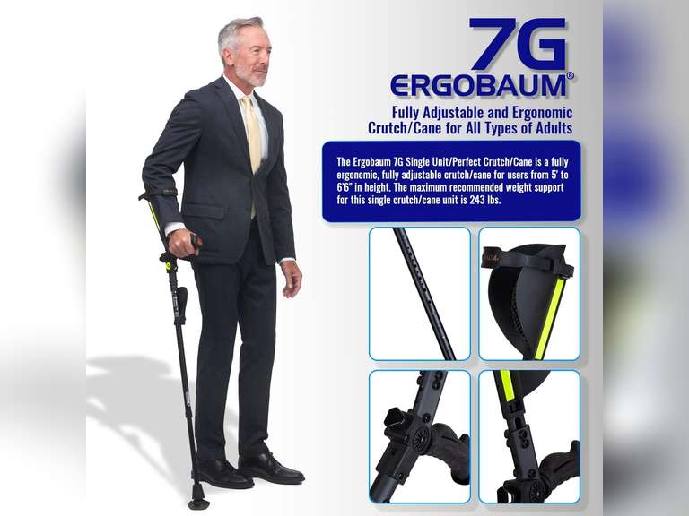 New Generation Ergobaum Perfect Cane Ergonomic Crutch/Cane (Single Unit) Single Unit Ergobaum That Acts As a Extra Balance Strong Performance Cane. 129