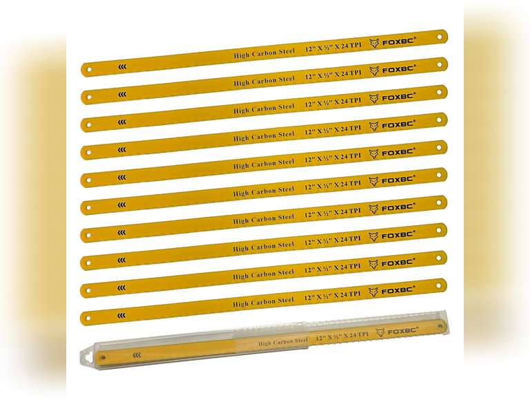 FOXBC 12-inch Hacksaw Blade 24 TPI, 10-Pack (High Carbon Steel) 10