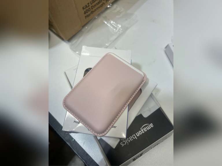 Magnetic Mag-safe Wallet Cell Phone Card Holder for Phone Case with Mag-Safe, Stronger Magnetic RFID Leather Phone Wallet Stick on Series of iPhone 15/14/13/12 and Pro/Promax, Light Pink 10