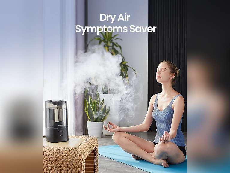 Humidifiers for Bedroom, Cool Mist Humidifier for Home Plant and Baby Nursery, Quiet Ultrasonic Humidifier with 360 Nozzle, Auto Shut-Off, Filterless, Black 24