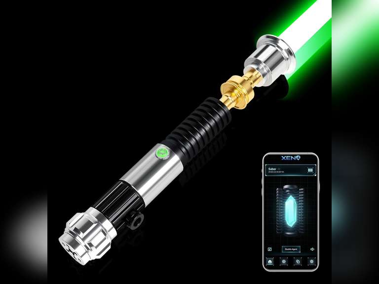 ELESKOCO Smooth Swing Lightsaber with APP, RGB 16 Colors Dueling Light Saber with 16 Sound Fonts - Motion Control Blue Lightsabers OBI-WANS Metal Hilt for Adults Teens Valentine's Day Gift 130