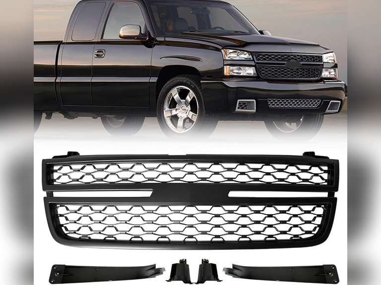 Front Upper Grille Compatible For Chevy Silverado 1500 2500 HD 3500 Grill 2005 2006 2007 128