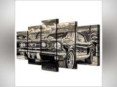 (See pictures)HAO SHUN DA Modular HD Print Artwork Modern Retro Car Poster Home Decor Wall Art 5 Pieces Pictures 1965 Ford Mustang Canvas Painting (8x14in*2 8x18in*2 8x22in*1(Frame)) 56