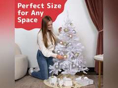 PREXTEX White Christmas Tree - Full-Bodied 4 ft Christmas Tree - Artificial 320 Tip Hinged Canadian Fir - Small Christmas Tree with Sturdy Metal Stand for Small Spaces, Easy to Assemble and Store 38