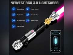 ELESKOCO Smooth Swing Lightsaber with APP, RGB 16 Colors Dueling Light Saber with 16 Sound Fonts - Motion Control Blue Lightsabers OBI-WANS Metal Hilt for Adults Teens Valentine's Day Gift 130