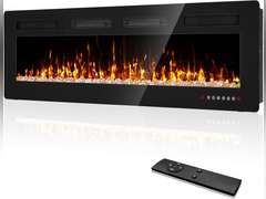 (Similar model) Tuan 60 inch Ultra Thin Electric Fireplace Inserts and Wall Mounted with Remote Control & Touch Screen 1500W Fireplace Heater with Timer 270