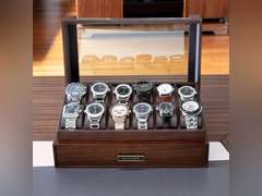 KAMIER 12 Slots Watch Box Case Organizer Display for Men,Two-Tier Wooden Watch Box Organizer For Men with watch holder and Drawer,Walnut 90