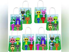pocacy 16 pcs Sprunki Party Favor Goodie Bags Gift Bags with Handles for Sprunki Party Supplies Birthday Decorations 19