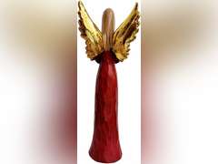 Angel Figurine Angel Statues Holding Love Heart Hand-Painted Angel Sculpture for Home Decoration Resin Guardian Angel Figurine Gifts, Red Gold 20