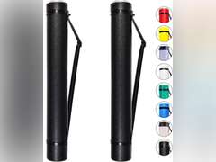 2-Pack Extendable Poster Tubes Expand from 24.5" to 40" with Shoulder Strap | Carry Documents, Blueprints, Drawings and Art | Black Portable Durable Round Storage Cases with Lids and Labels 28