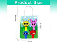 pocacy 16 pcs Sprunki Party Favor Goodie Bags Gift Bags with Handles for Sprunki Party Supplies Birthday Decorations 19