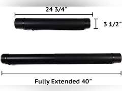 2-Pack Extendable Poster Tubes Expand from 24.5" to 40" with Shoulder Strap | Carry Documents, Blueprints, Drawings and Art | Black Portable Durable Round Storage Cases with Lids and Labels 28