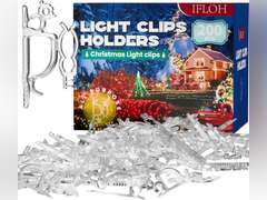 Holiday Light Clips Set of 200 Christmas Light Clips, Outdoor Light Clips - Mount to Shingles & gutters - Works with Mini, C6, C7, C9, Rope, Icicle Lights - No Tools Required 15