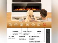 (Similar model) Tuan 60 inch Ultra Thin Electric Fireplace Inserts and Wall Mounted with Remote Control & Touch Screen 1500W Fireplace Heater with Timer 270