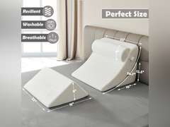 Ganaver 4pcs Orthopedic Bed Wedge Pillow Set Post Surgery Relaxing Back Adjustable Head Support Cushion Triangle Memory Foam Pillow for Acid Reflux Sleeping Reading Leg Elevation Snoring White 80