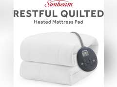Sunbeam Electric Restful Quilted Heated Mattress Pad, 12 Heat Settings, 12-Hour Selectable Auto Shut-Off, Fast Heating, Warming Bed, Soft Extra-Cozy Fabric, Twin, 39" x 75" 47