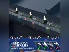 Holiday Light Clips Set of 200 Christmas Light Clips, Outdoor Light Clips - Mount to Shingles & gutters - Works with Mini, C6, C7, C9, Rope, Icicle Lights - No Tools Required 15