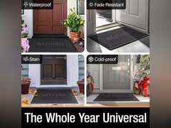 Front Door Mat Outside/Indoor Entrance - 17x29.5 inch Welcome Mats for Front Door - Fade Resistant Rubber Doormat Weather Durable, Dark Grey 14