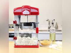 West Bend Stir Crazy Movie Theater Popcorn Popper with Nonstick Popcorn Kettle, Measuring Tool and Popcorn Scoop for Gourmet Popcorn Machine , 4 Qt., Red 70
