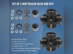 (See pictures)JDMSPEED 2 Trailer Idler Hub Kits 5 on 4.5" Replacement for Axle 1-1/16" Bearings 2000 lbs - 22016K 59