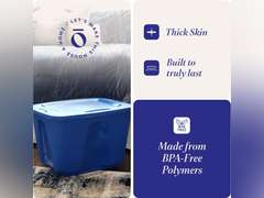 HOMZ 2 Pack Plastic Storage Bins w/ Lids, Medium Room Organizer, 18x23 ,Blue 34