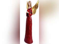 Angel Figurine Angel Statues Holding Love Heart Hand-Painted Angel Sculpture for Home Decoration Resin Guardian Angel Figurine Gifts, Red Gold 20