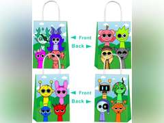 pocacy 16 pcs Sprunki Party Favor Goodie Bags Gift Bags with Handles for Sprunki Party Supplies Birthday Decorations 19