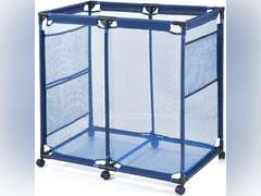 SEESNOW Pool Storage Bin, Pool and Ball Storage Organizer with Nylon Mesh Basket, for Pool Floats, Balls, Toys, Air Dry Quickly and Easily Roll The Storage Bins To Your Home Garage, Extra-Large, Blue 78