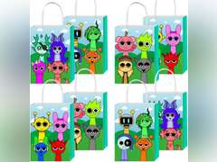 pocacy 16 pcs Sprunki Party Favor Goodie Bags Gift Bags with Handles for Sprunki Party Supplies Birthday Decorations 19