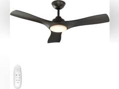warmiplanet Ceiling Fan with Lights Remote Control, 42-Inch, DC Motor, 6 Speed, Dimmable LED Light, Black, 3-Blades(damaged packaging) 120