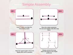 New and Improved 4 Ft Steel Double Ballet Barre with Carry Bag and Beginner Guide, Adjustable and Portable ballet barre for home and gym, Quality Ballet bar anti-wobble, stretching dance bar Pink 90