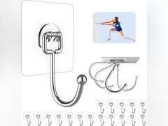20 Pack Large Adhesive Hooks for 44 lb(Max) Hanging Heavy Duty, Self Adhesive Sticky Hooks Waterproof Stainless Steel Wall Hooks for Home Bathroom Shower Kitchen Outdoor Utility Hooks 14