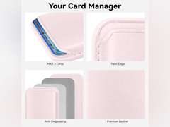 Magnetic Mag-safe Wallet Cell Phone Card Holder for Phone Case with Mag-Safe, Stronger Magnetic RFID Leather Phone Wallet Stick on Series of iPhone 15/14/13/12 and Pro/Promax, Light Pink 10