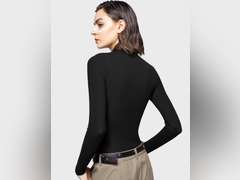 PUMIEY Women's Long Sleeve T Shirts Mock Turtleneck Slim Fit Tops Sexy Basic Tee Smoke Cloud Pro Collection, size M 26