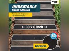 Outdoor Stair Treads Non Slip 30" x 6" - 12-Pack Weather Resistant Exterior Grip Tape for Wooden Steps - Non Slip Stair Treads - Anti Skid Strips - Waterproof 80-Grit Adhesive Treads 29