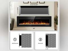 (Similar model) Tuan 60 inch Ultra Thin Electric Fireplace Inserts and Wall Mounted with Remote Control & Touch Screen 1500W Fireplace Heater with Timer 270