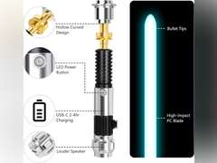 ELESKOCO Smooth Swing Lightsaber with APP, RGB 16 Colors Dueling Light Saber with 16 Sound Fonts - Motion Control Blue Lightsabers OBI-WANS Metal Hilt for Adults Teens Valentine's Day Gift 130