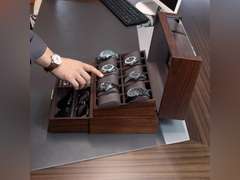 KAMIER 12 Slots Watch Box Case Organizer Display for Men,Two-Tier Wooden Watch Box Organizer For Men with watch holder and Drawer,Walnut 90