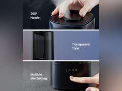 Humidifiers for Bedroom, Cool Mist Humidifier for Home Plant and Baby Nursery, Quiet Ultrasonic Humidifier with 360 Nozzle, Auto Shut-Off, Filterless, Black 24
