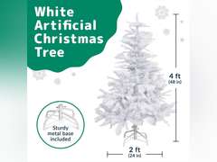 PREXTEX White Christmas Tree - Full-Bodied 4 ft Christmas Tree - Artificial 320 Tip Hinged Canadian Fir - Small Christmas Tree with Sturdy Metal Stand for Small Spaces, Easy to Assemble and Store 38