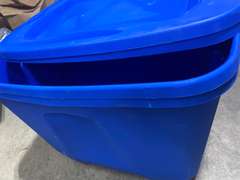 HOMZ 2 Pack Plastic Storage Bins w/ Lids, Medium Room Organizer, 18x23 ,Blue 34