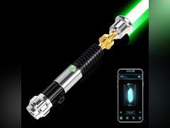 ELESKOCO Smooth Swing Lightsaber with APP, RGB 16 Colors Dueling Light Saber with 16 Sound Fonts - Motion Control Blue Lightsabers OBI-WANS Metal Hilt for Adults Teens Valentine's Day Gift 130