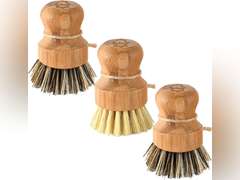 Bamboo Scrub Brush - S&C Kitchen, Cleans Pan/Vegetable/Dishes/Wok, Scrub Brush Dishes for Kitchen/Bathroom, Made Out of Palm & Sisal Bristles with a Handle, Vegetable Brush for Cleaning, Set of 3 14