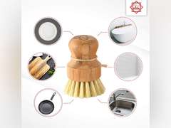 Bamboo Scrub Brush - S&C Kitchen, Cleans Pan/Vegetable/Dishes/Wok, Scrub Brush Dishes for Kitchen/Bathroom, Made Out of Palm & Sisal Bristles with a Handle, Vegetable Brush for Cleaning, Set of 3 14