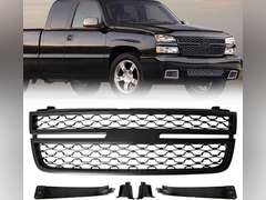Front Upper Grille Compatible For Chevy Silverado 1500 2500 HD 3500 Grill 2005 2006 2007 128