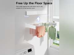 Wall Mounted Clothes Drying Rack 40 inches, Foldable Wall Mount Laundry Drying Rack Folding Indoor, Drying Rack Clothing Collapsible, Towel Drying Rack with Wall Template, 6 Rods, White 66