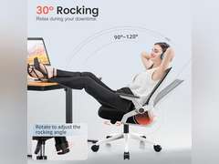 COMHOMA Office Chair with Flip-up Armrests Ergonomic Computer Desk Chair Foldable Mesh Task Chair with Wheels Adaptive Lumbar Support Swivel Tilt Comfortable Study Chair for Student, White 56