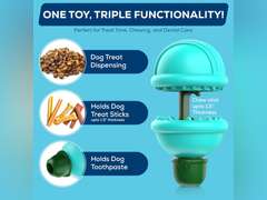 Bully Chew Stick Holder for all Breeds, Durable Dishwasher Safe with Treat Dispensing and Wet Treat Slot for Extended Play Time & Gum Care (Green) 33