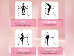 New and Improved 4 Ft Steel Double Ballet Barre with Carry Bag and Beginner Guide, Adjustable and Portable ballet barre for home and gym, Quality Ballet bar anti-wobble, stretching dance bar Pink 90